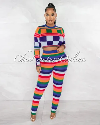 Olimpa Multi-Color Knit Sweater & Leggings Set