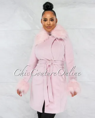 Holland Baby Pink Faux Fur Belted Coat