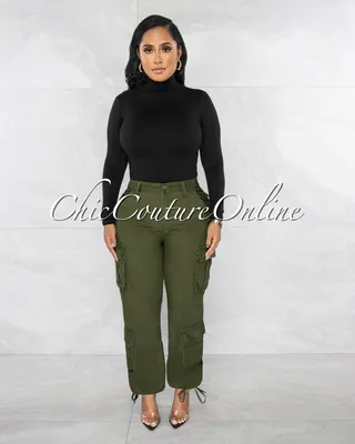 Gillian Olive Green Cargo Jogger Pants