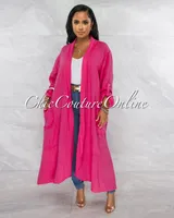 Mendoza Hot Pink LINEN Side Pockets Duster