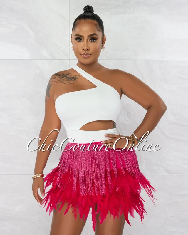 Chic Couture Online Barbara Brown Ruffle Faux Leather Mini Skirt