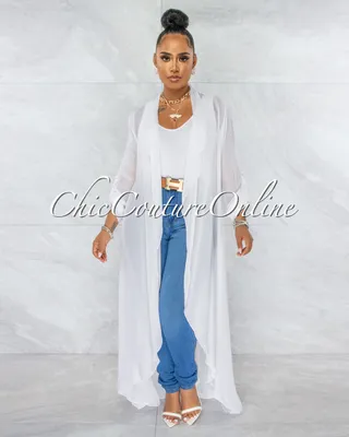 Gloriana Off-White Sheer Long Duster