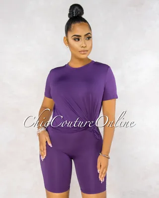 Courtnie Purple T-Shirt & Bike Shorts Set
