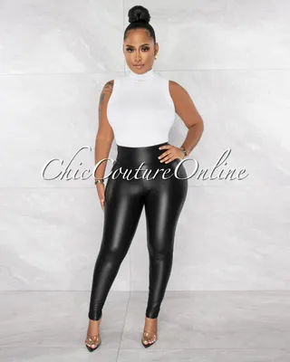 Lorenzo Faux Leather High Waist Fleece Leggings