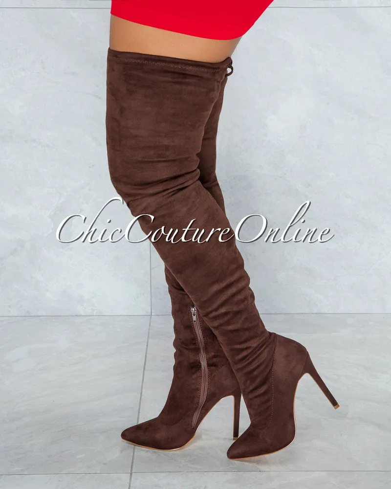 Vogue Chocolate Faux Suede Over-The-Knee Boots