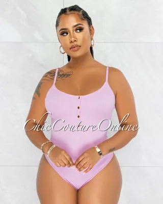 Attiyah Bubblegum Pink Ribbed Gold Accent Bodysuit