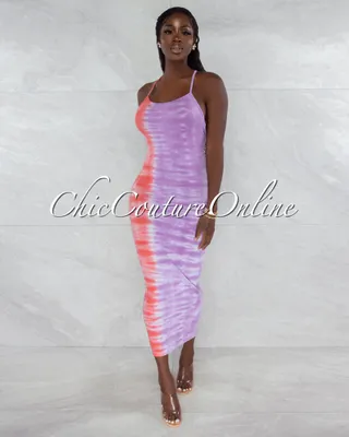 Ohio Pink Lilac Tie-Dye Low Back Maxi Dress