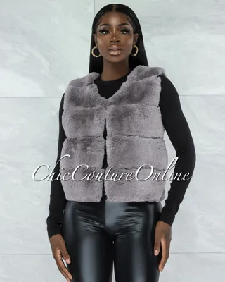 Ventana Grey Faux Fur Vest