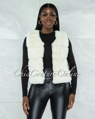 Ventana Ivory Faux Fur Short Vest