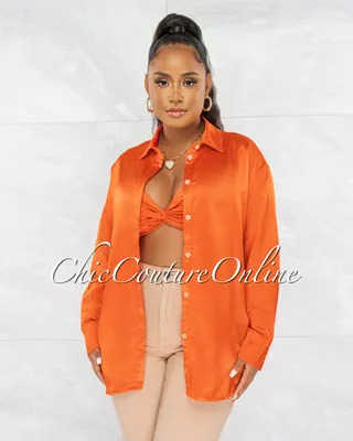 Finlay Orange Crop Torn Top & Blouse Set