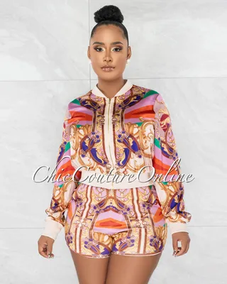 Bonaparte Multi-Color Print Jacket & Shorts Set