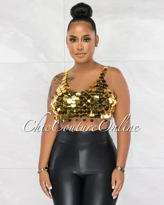 Irma Gold Sequins Bodice Luxe Crop Top