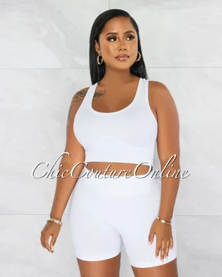 Xenia Crop Top & Shorts Ribbed Set