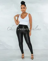 Karisma Black Faux Leather Shiny Leggings