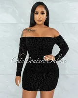 Obiona Black Leopard Velvet Print Ruched Mesh Dress