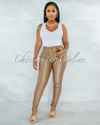 Eldone Faux Leather High-Waist Pants