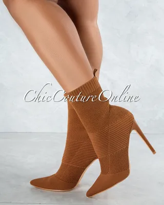 Chantria Tan Knit Ankle Length Booties