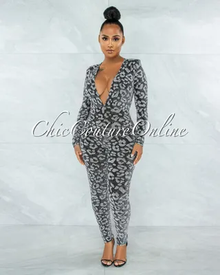 Fraser Black Silver Shimmer Leopard Print Jumpsuit