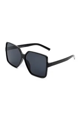 Tiva Black  Square Oversize Sunglasses