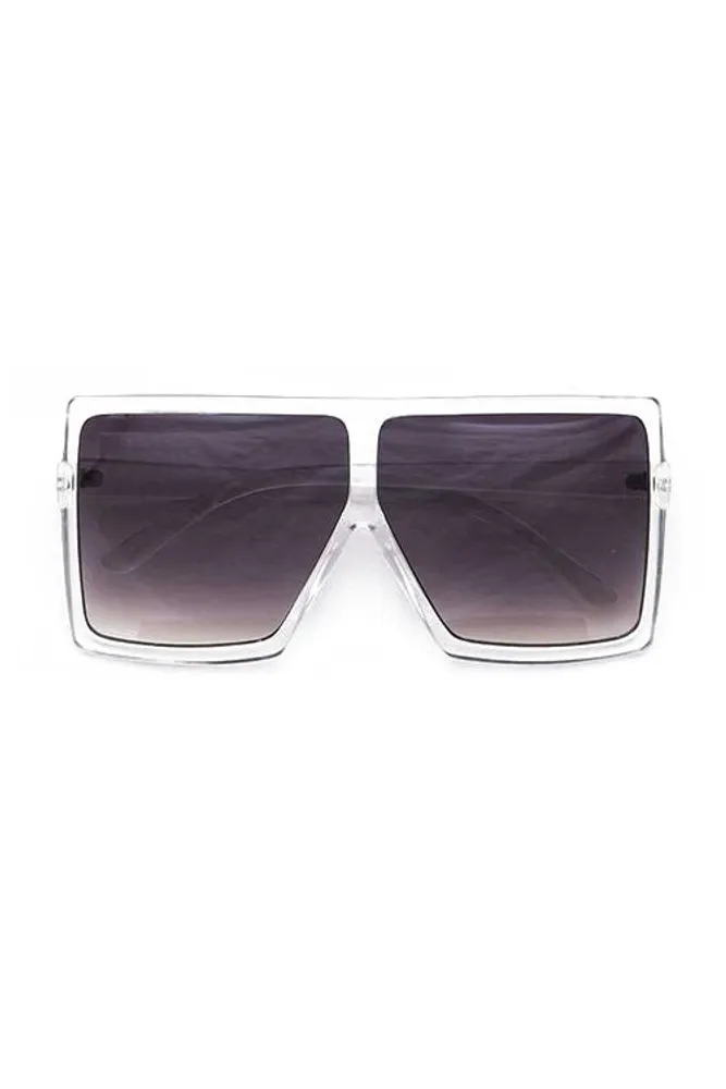 Stunna Clear Frame Gradient Lens Square Large Sunglasses