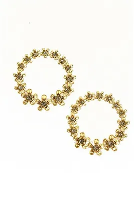 Kelley Golden Round Flower Hoop Earrings