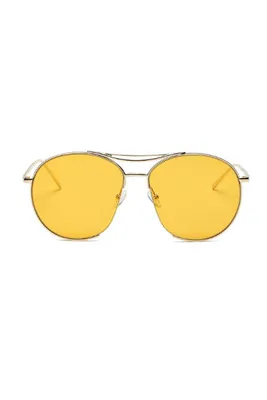 Analee Yellow Round Oversized Sunglasses