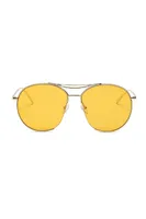 Analee Yellow Round Oversized Sunglasses