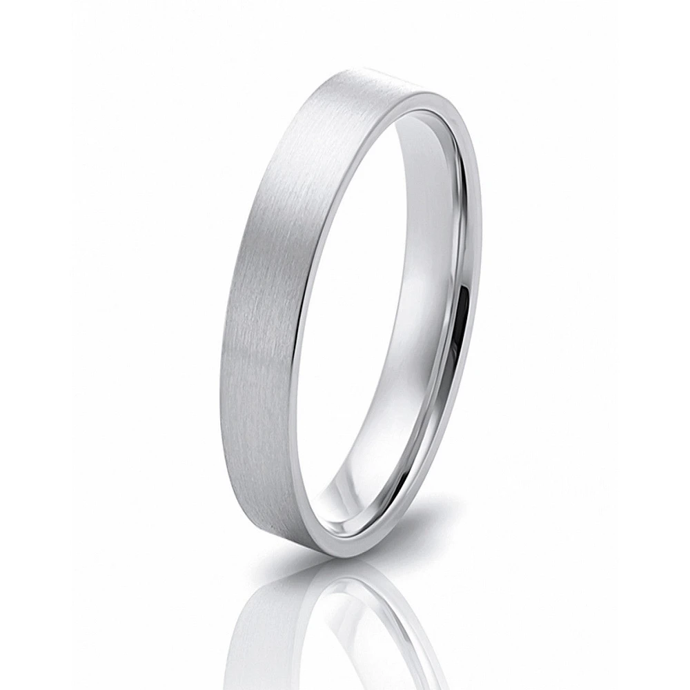 3MM Brushed White Gold Ring