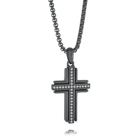 Gun IP Steel Black Cross Necklace