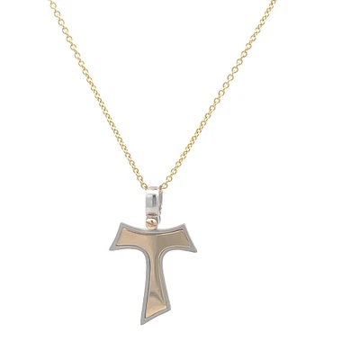 Two Tone Cross T 20MM Pendant