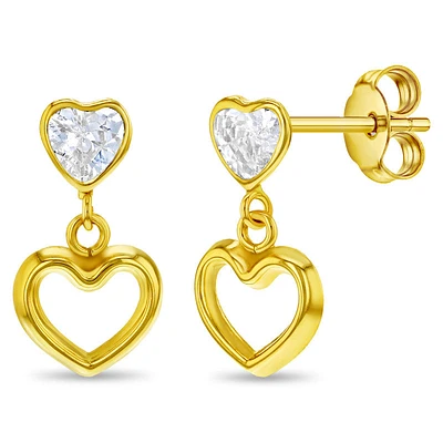 Heart to Heart Clear CZ Dangle Earrings