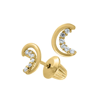 Moon Zirconia Stud Earrings
