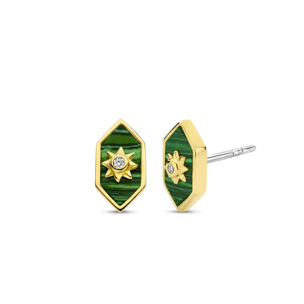 Celestial Malachite Stud Earrings