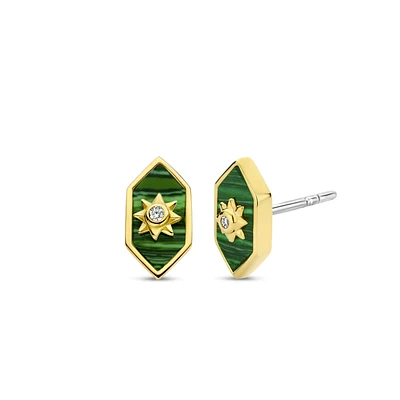 Celestial Malachite Stud Earrings