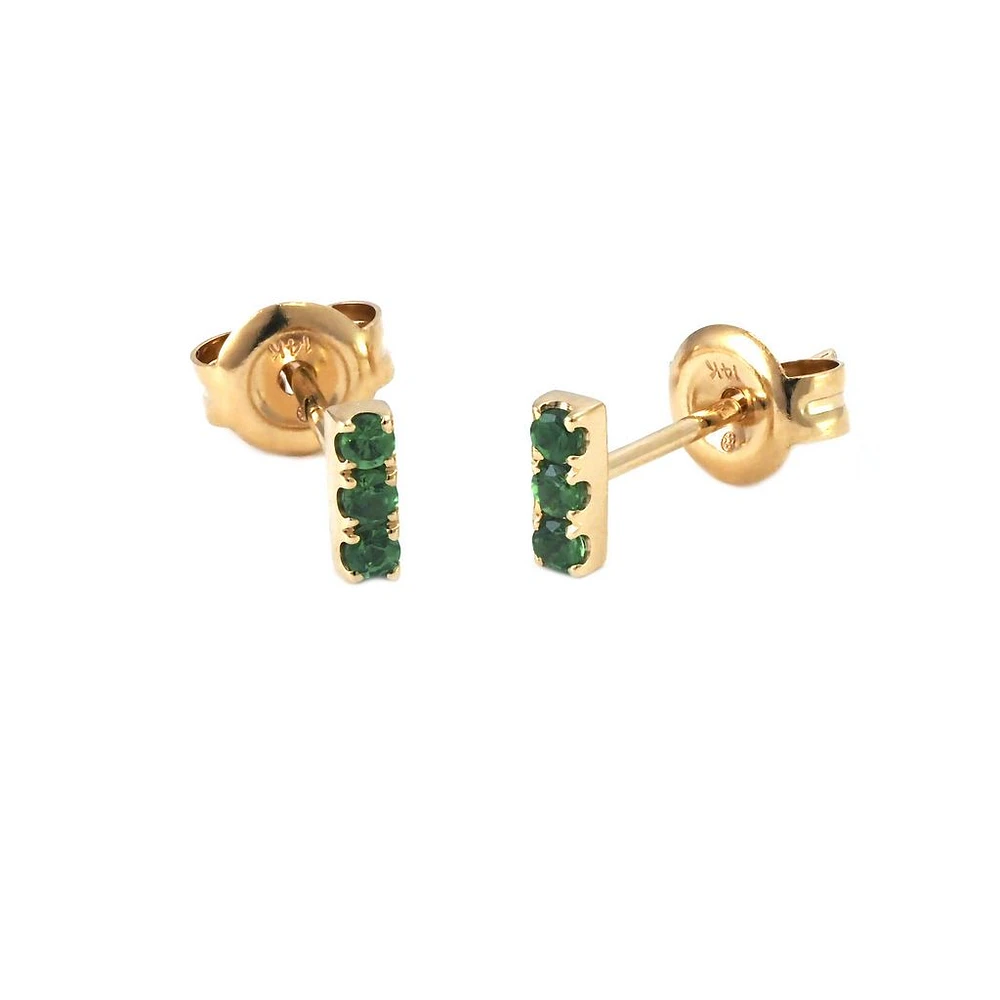 Green Garnet Bar Earrings