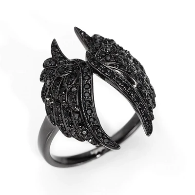 Black Angel Wings Ring Size 7