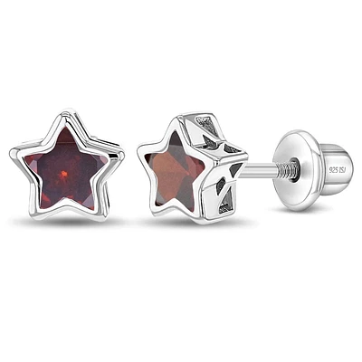 Kids Birthstone Star Earrings