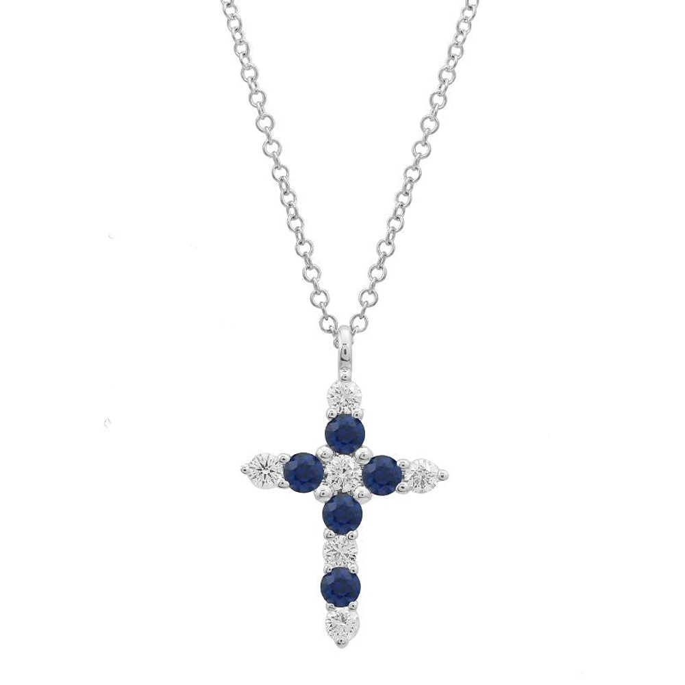 Sapphire and Diamond Cross Necklace