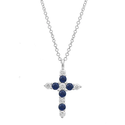 Sapphire and Diamond Cross Necklace
