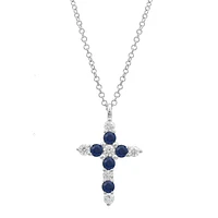 Sapphire and Diamond Cross Necklace