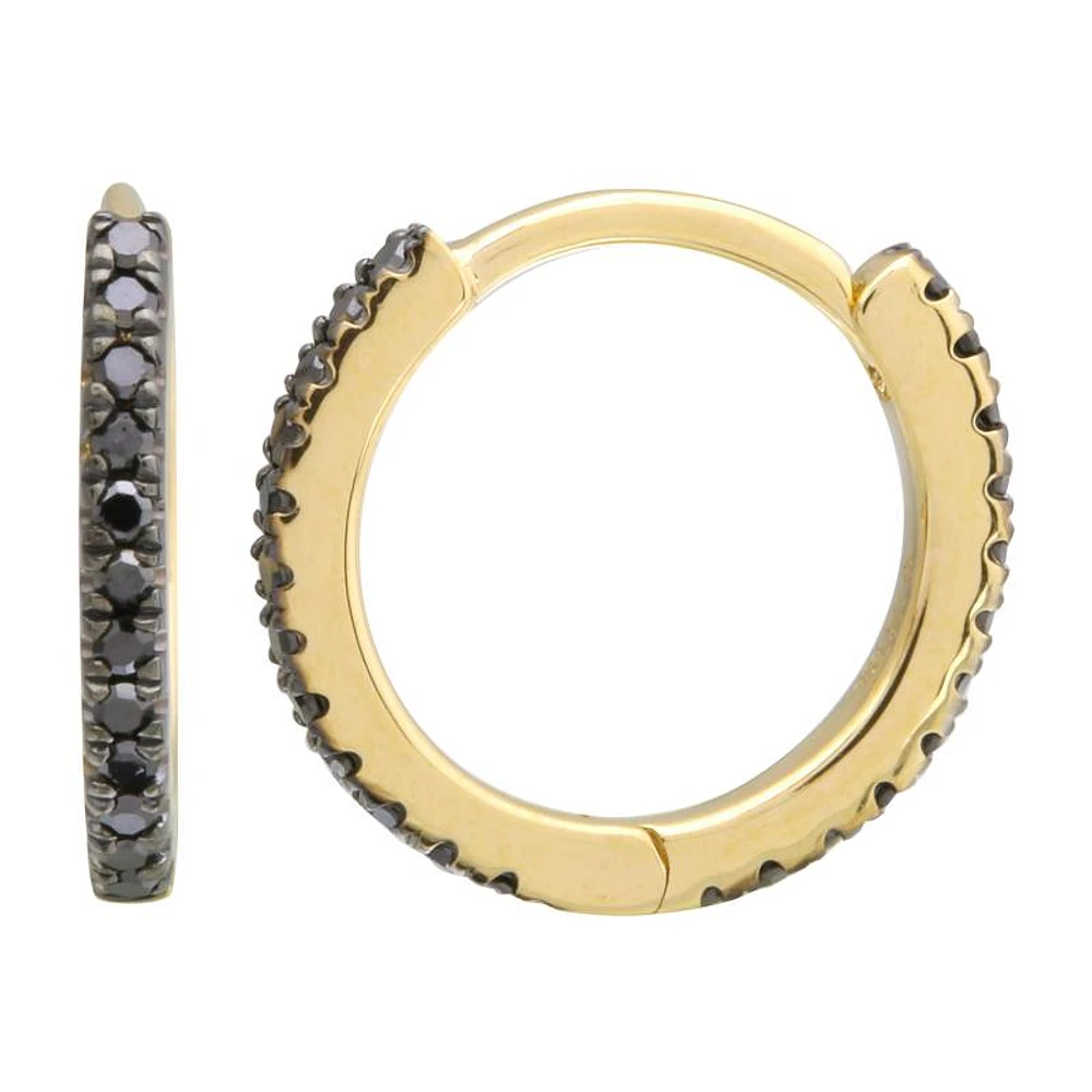 11MM Black Diamond Huggie Earrings