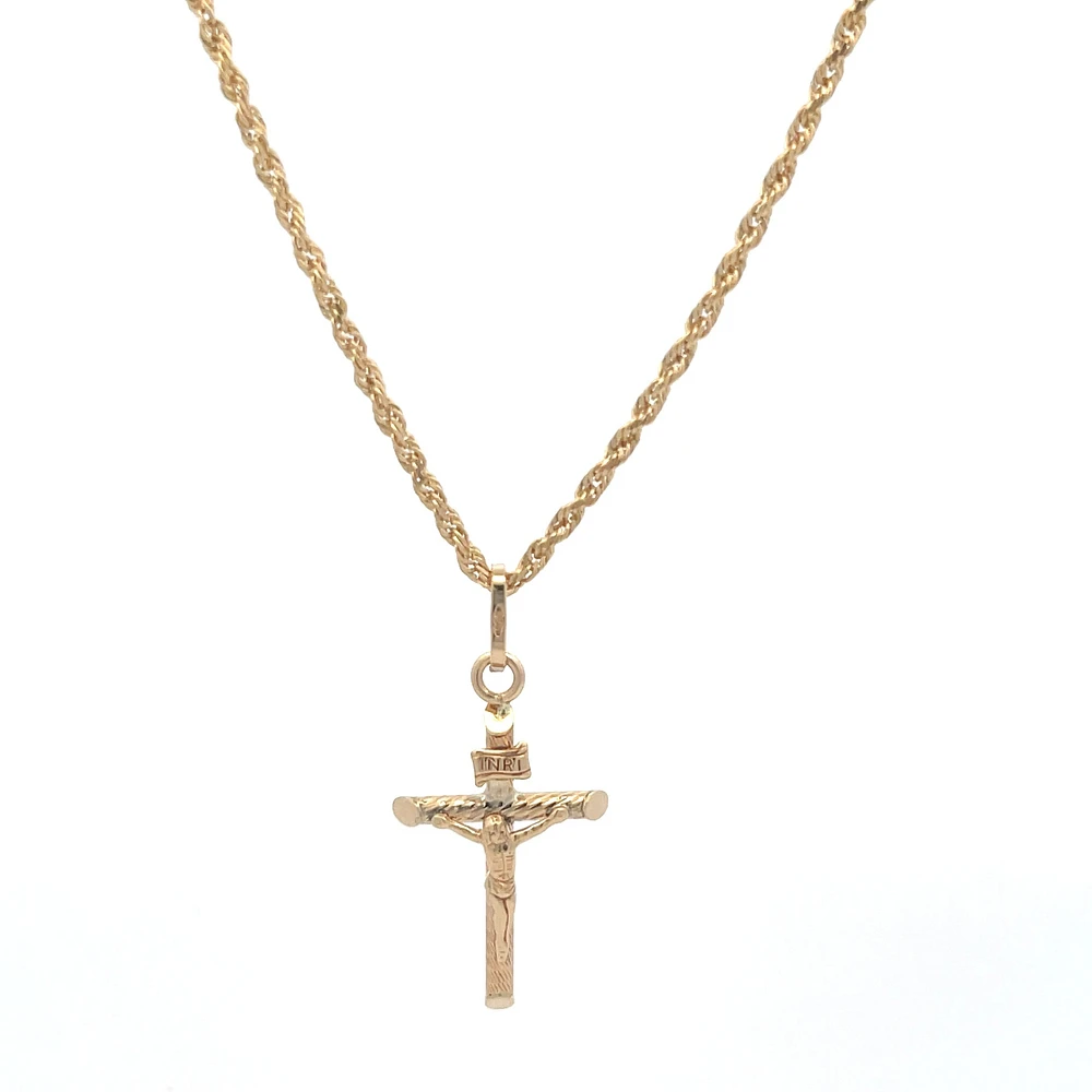 Cross with Christ Diamond Cut Crucifix 26MM Pendant