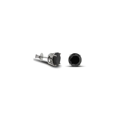 6MM Black CZ Stud Earrings