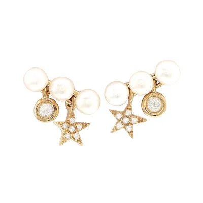 Star Diamond Pearly Earrings