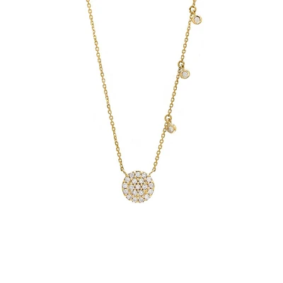 Pave Disk and Bezel Diamond Necklace