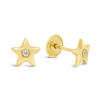 18K Star Diamond Stud Earrings