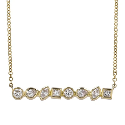 Multi Shape Diamond Bar Necklace