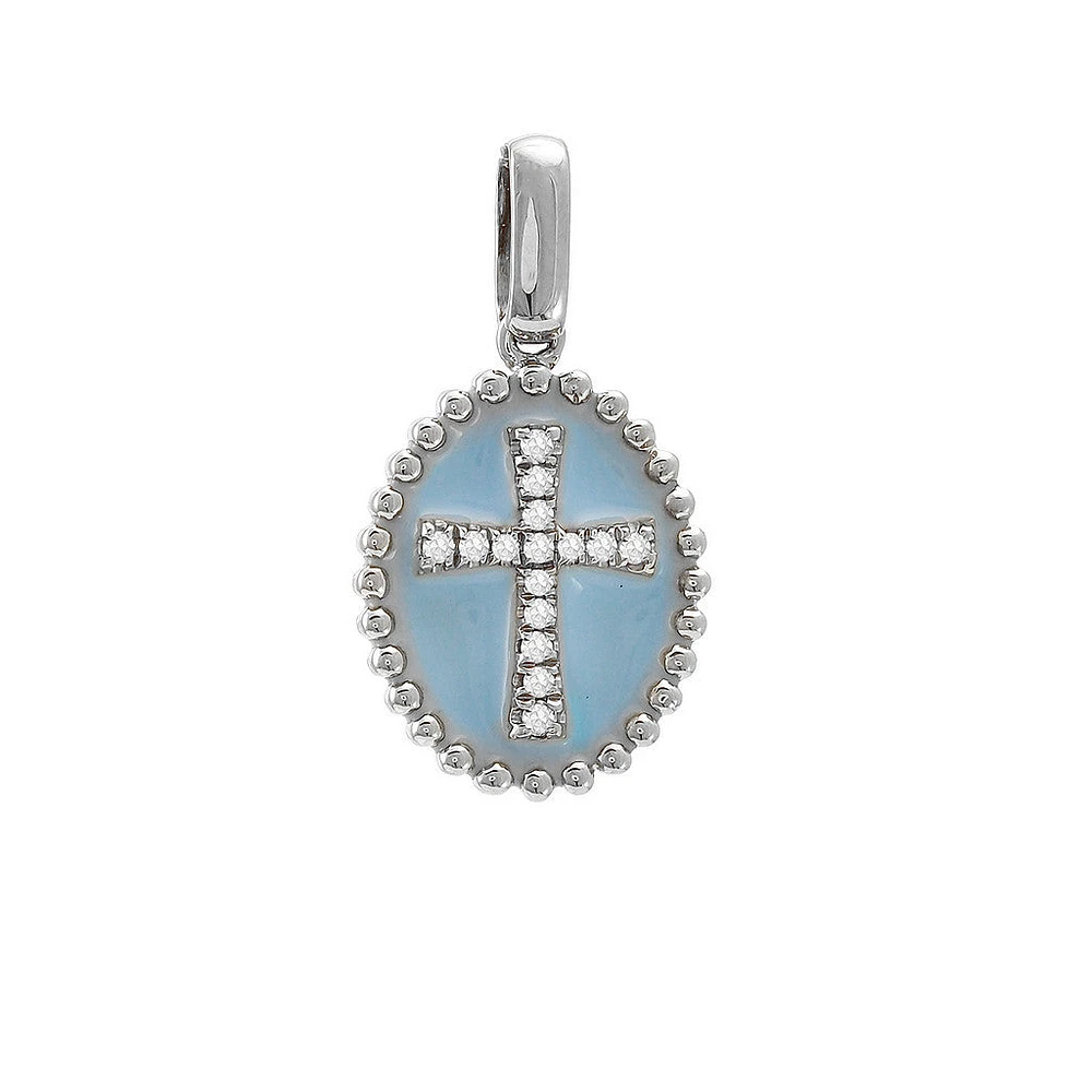 Blue Cross Diamond Oval Pendant