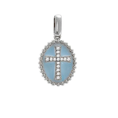 Blue Cross Diamond Oval Pendant