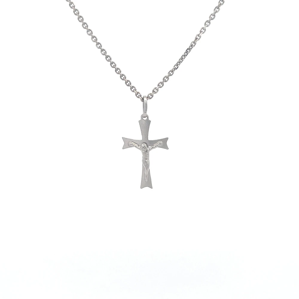 White Gold Cross with Christ 20MM Pendant